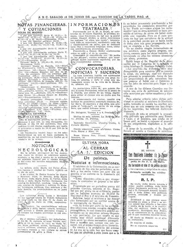 ABC MADRID 18-06-1921 página 28