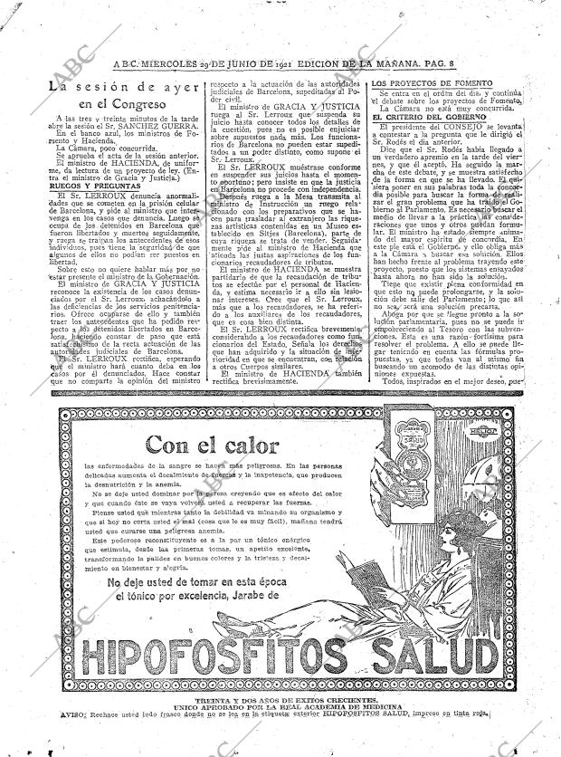 ABC MADRID 29-06-1921 página 8
