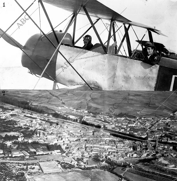 Nuestro "Reporter" gráfico Julio duque en el aeroplano en que Realizó un largo...