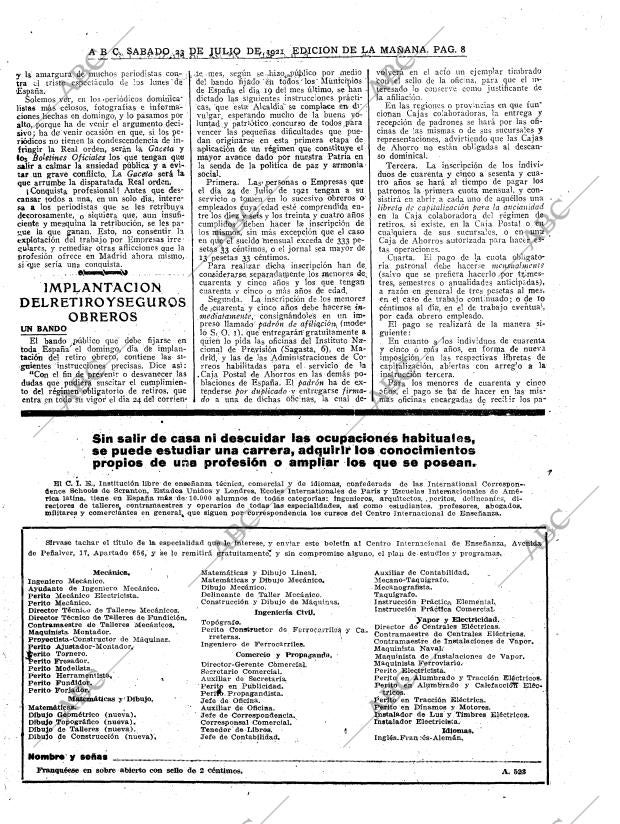 ABC MADRID 23-07-1921 página 8