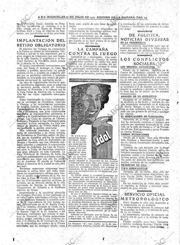 ABC MADRID 27-07-1921 página 14