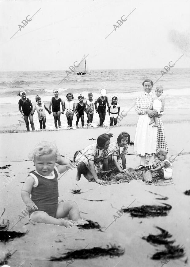 La Temporadas Veraniega Escenas de la playa A la hora del baño de los Niños