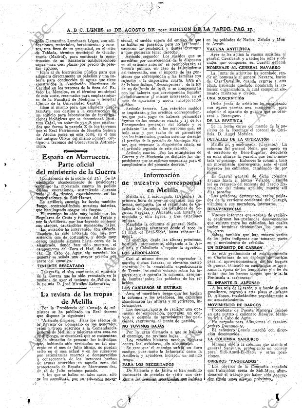 ABC MADRID 22-08-1921 página 17