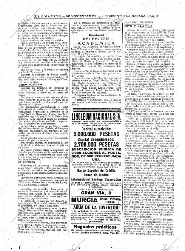 ABC MADRID 29-11-1921 página 16