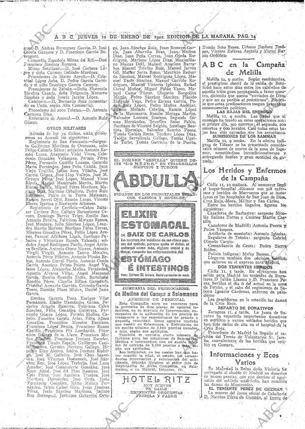 ABC MADRID 12-01-1922 página 14