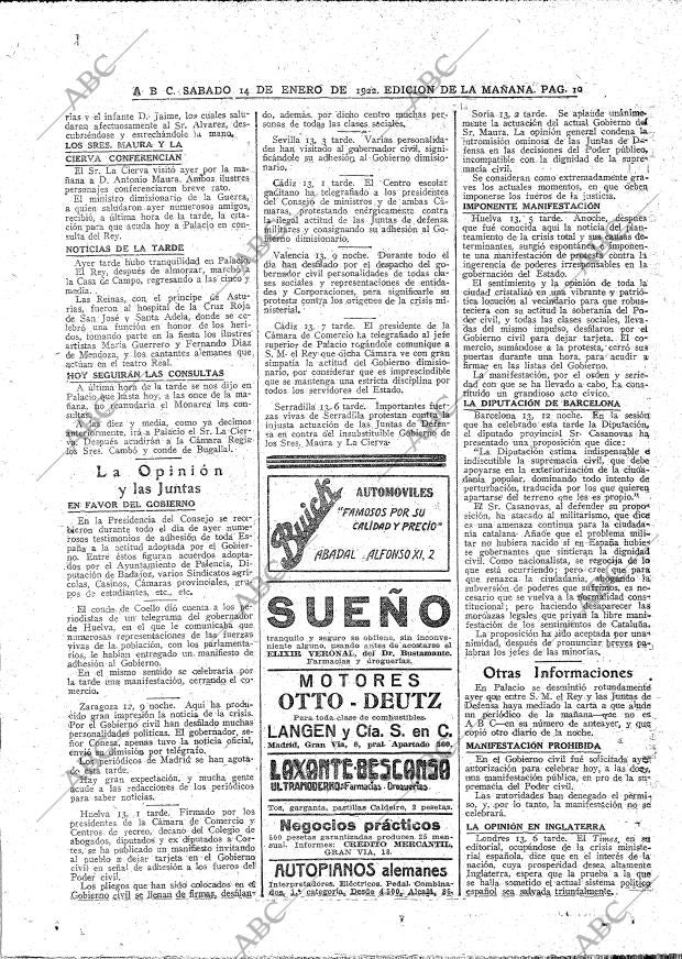 ABC MADRID 14-01-1922 página 10