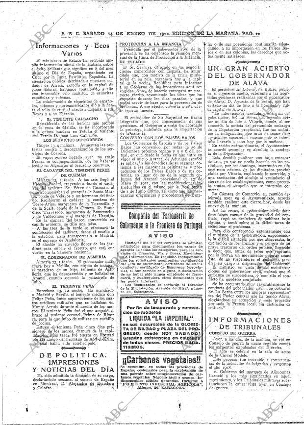 ABC MADRID 14-01-1922 página 12