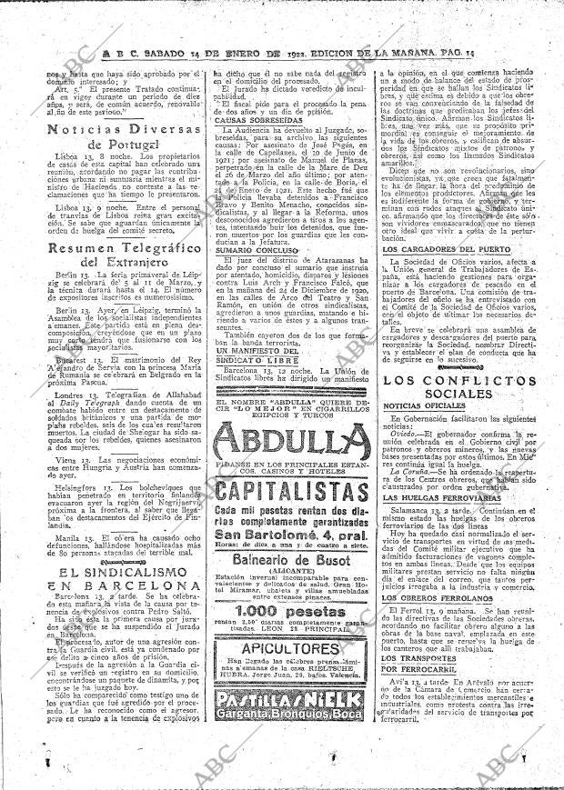 ABC MADRID 14-01-1922 página 14