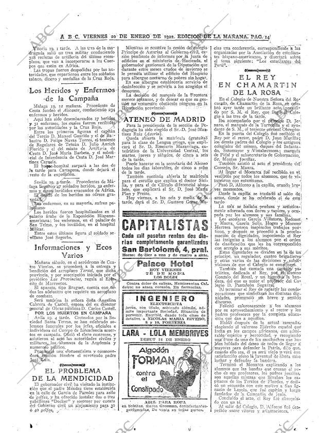 ABC MADRID 20-01-1922 página 14