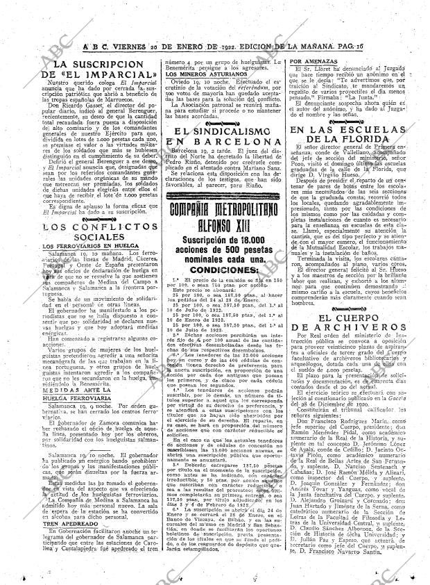 ABC MADRID 20-01-1922 página 16