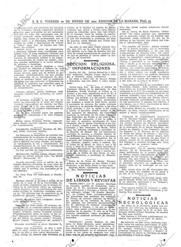 ABC MADRID 20-01-1922 página 23