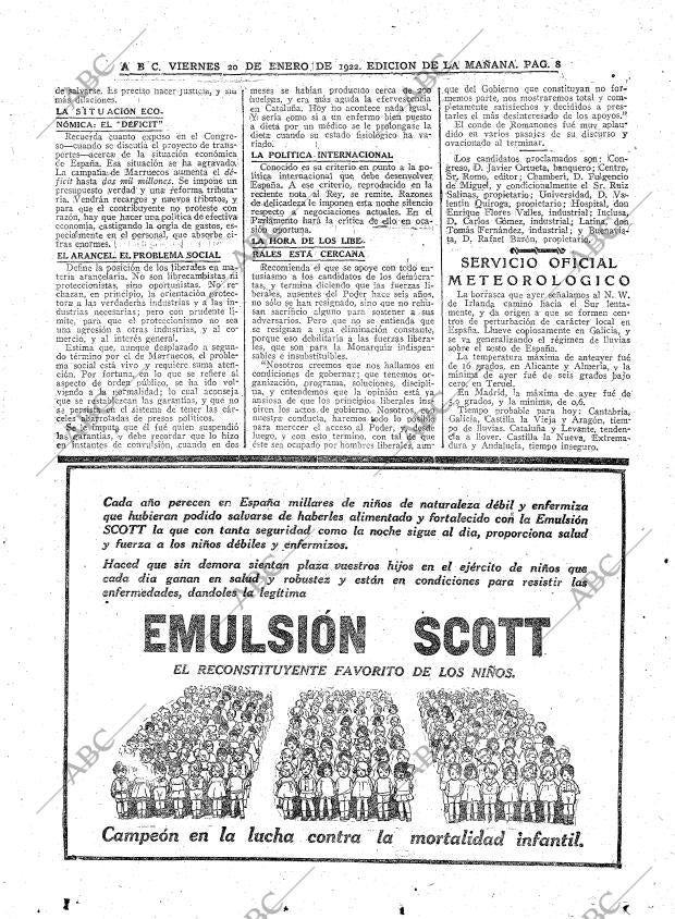 ABC MADRID 20-01-1922 página 8