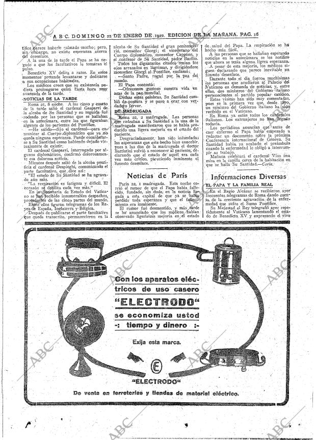 ABC MADRID 22-01-1922 página 16