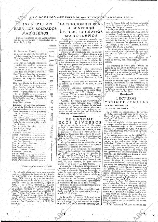 ABC MADRID 22-01-1922 página 21