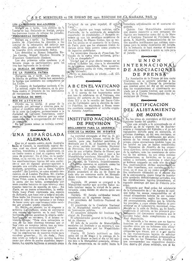 ABC MADRID 25-01-1922 página 15