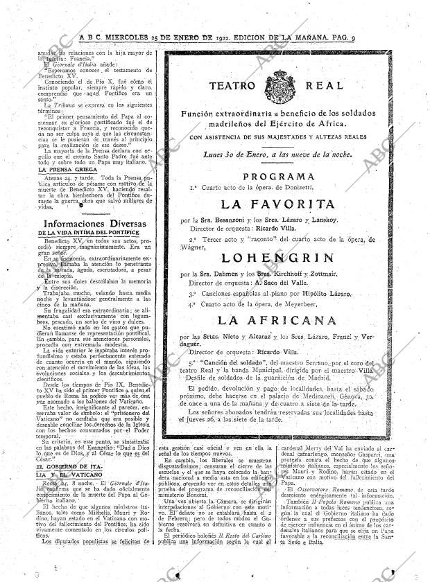 ABC MADRID 25-01-1922 página 9