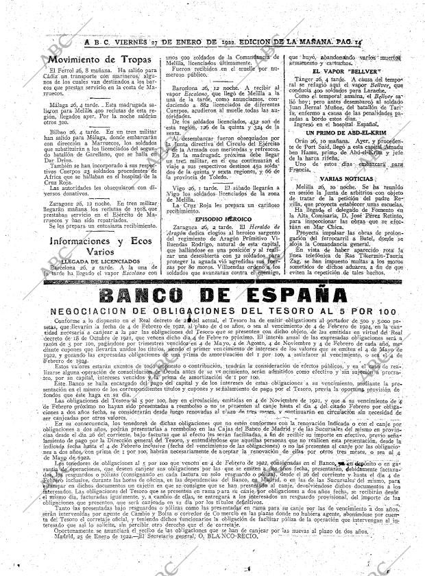 ABC MADRID 27-01-1922 página 14