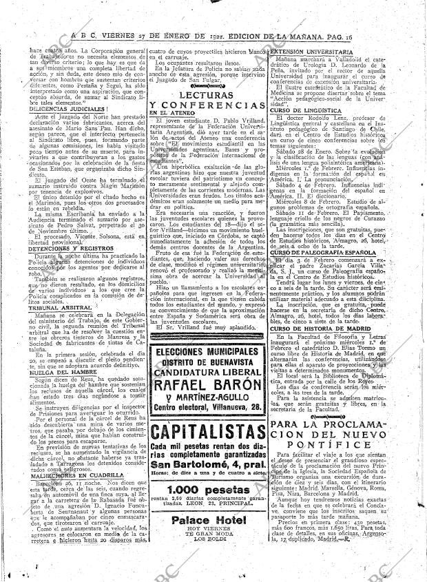 ABC MADRID 27-01-1922 página 16