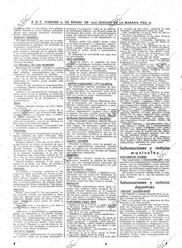 ABC MADRID 27-01-1922 página 22