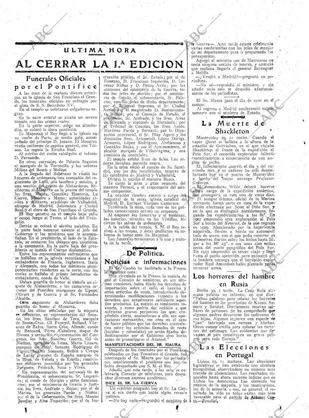ABC MADRID 30-01-1922 página 18