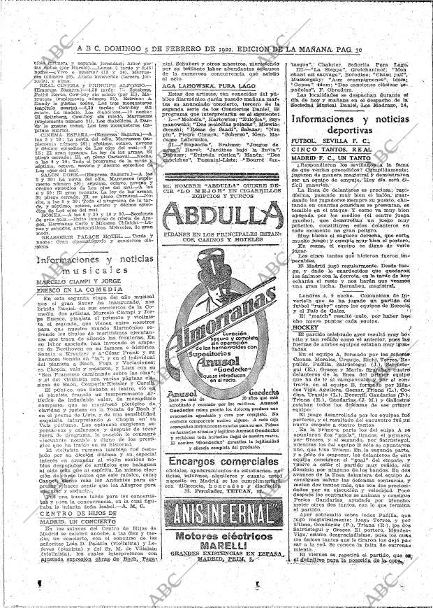 ABC MADRID 05-02-1922 página 30