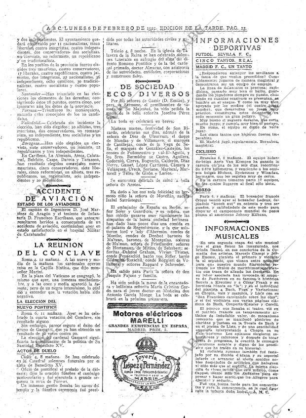 ABC MADRID 06-02-1922 página 13
