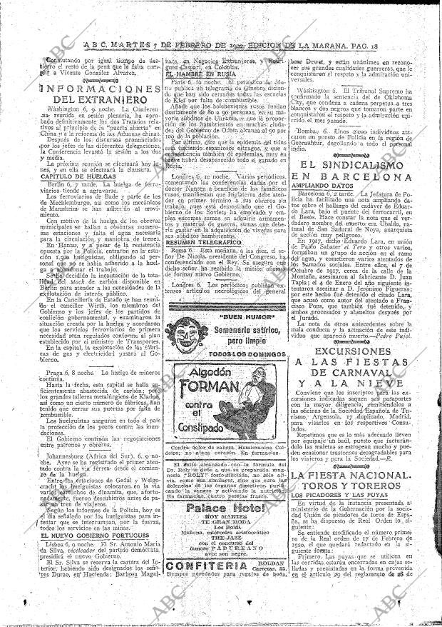 ABC MADRID 07-02-1922 página 18