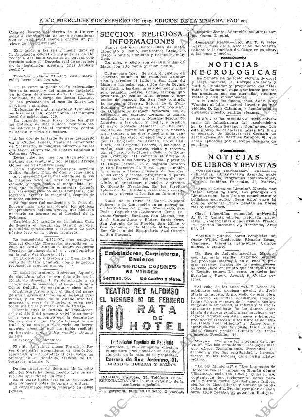 ABC MADRID 08-02-1922 página 20