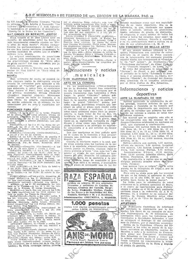 ABC MADRID 08-02-1922 página 22