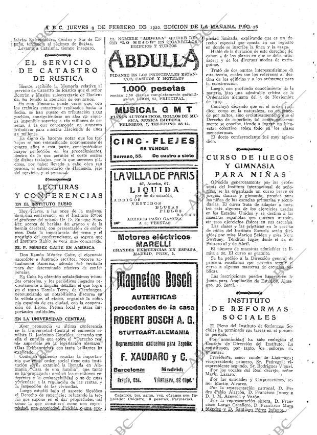 ABC MADRID 09-02-1922 página 16