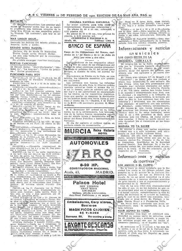 ABC MADRID 10-02-1922 página 20