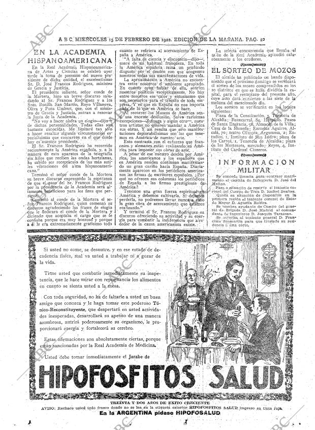 ABC MADRID 15-02-1922 página 10