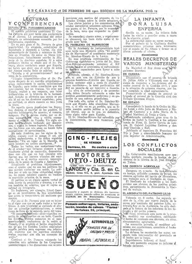 ABC MADRID 18-02-1922 página 12