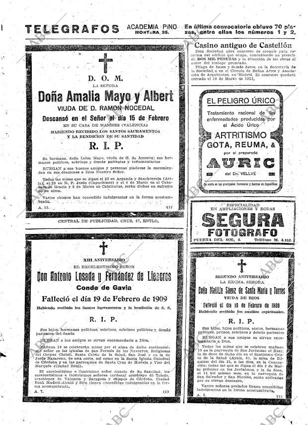 ABC MADRID 18-02-1922 página 25