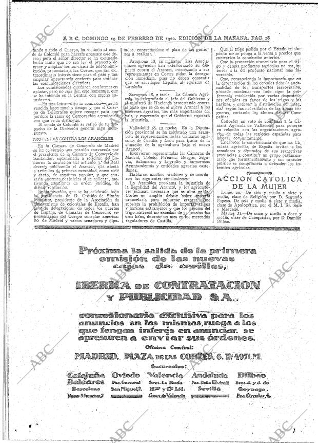 ABC MADRID 19-02-1922 página 18