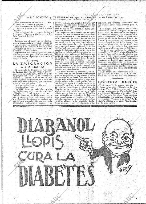 ABC MADRID 19-02-1922 página 20