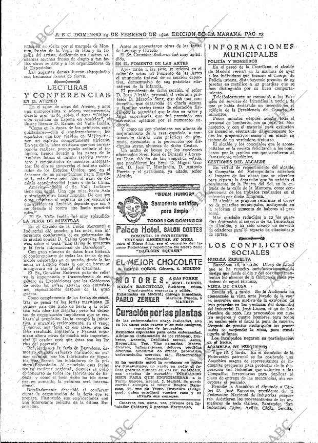 ABC MADRID 19-02-1922 página 23