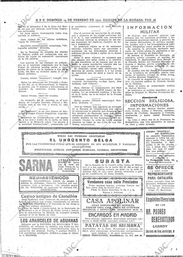 ABC MADRID 19-02-1922 página 26