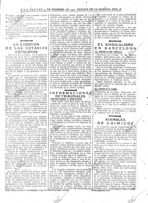 ABC MADRID 23-02-1922 página 16