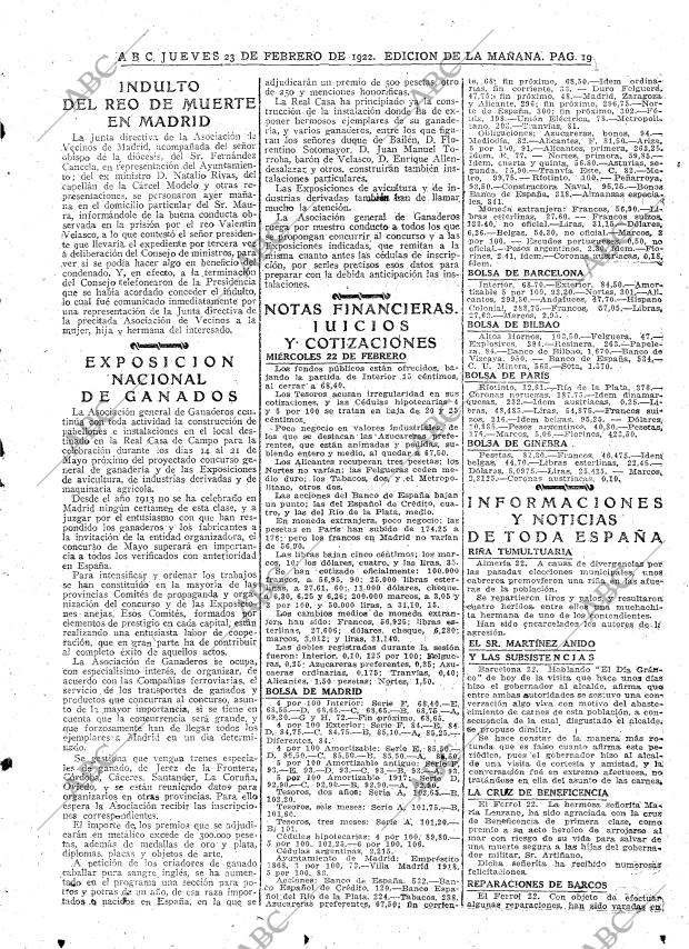 ABC MADRID 23-02-1922 página 19