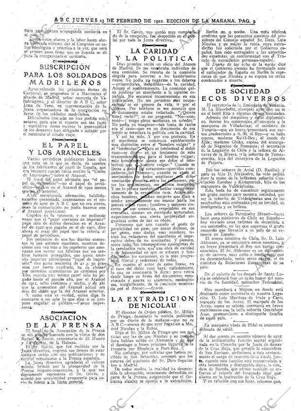 ABC MADRID 23-02-1922 página 9