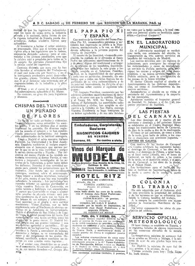 ABC MADRID 25-02-1922 página 14