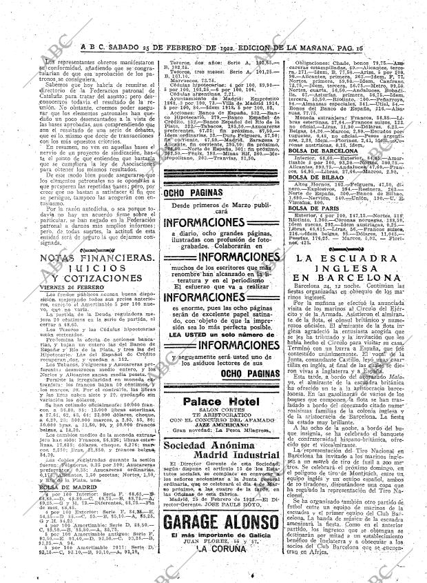 ABC MADRID 25-02-1922 página 16