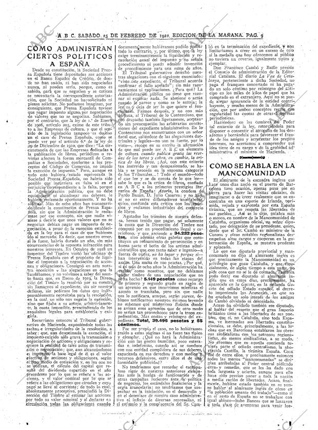 ABC MADRID 25-02-1922 página 9