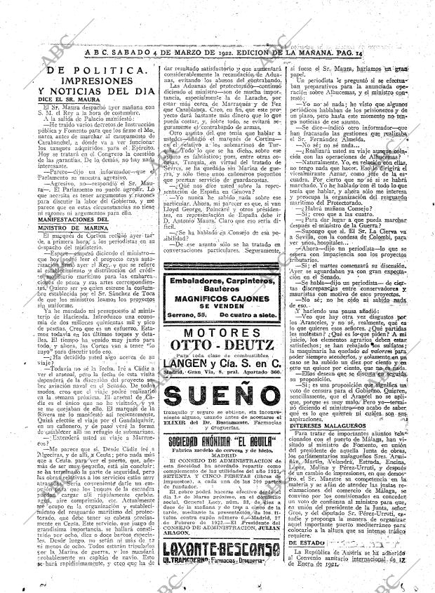 ABC MADRID 04-03-1922 página 14