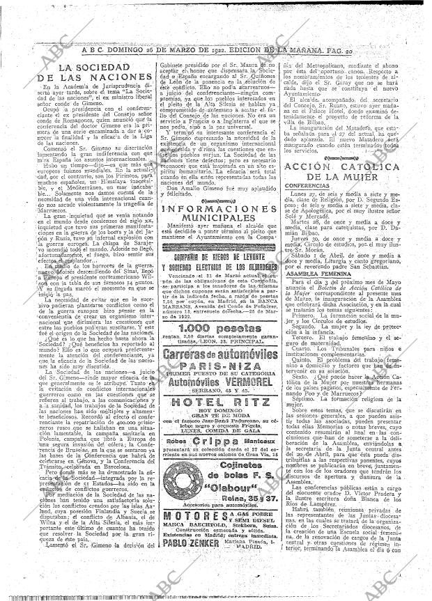 ABC MADRID 26-03-1922 página 20