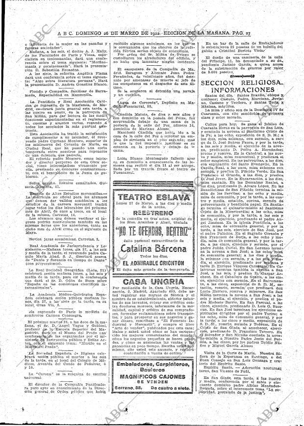 ABC MADRID 26-03-1922 página 27