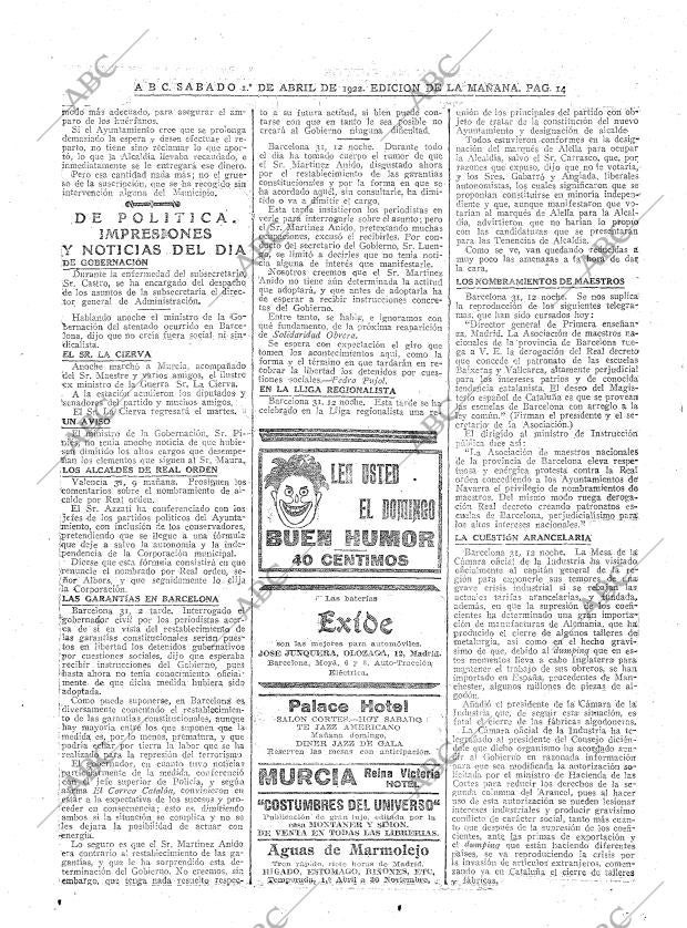 ABC MADRID 01-04-1922 página 14