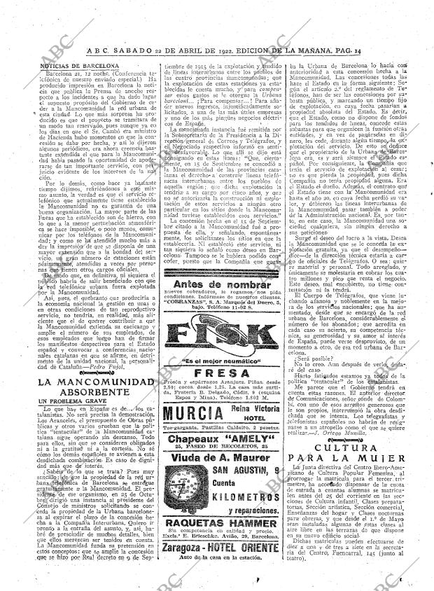 ABC MADRID 22-04-1922 página 14