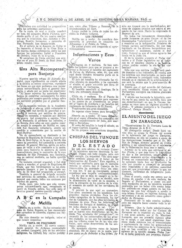 ABC MADRID 23-04-1922 página 17